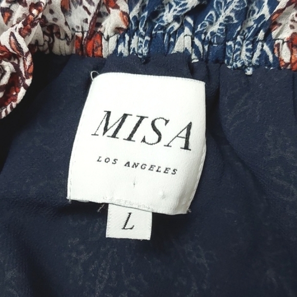 MISA Ezri Mini Dress One Shoulder Blue White Size Large - Picture 9 of 16